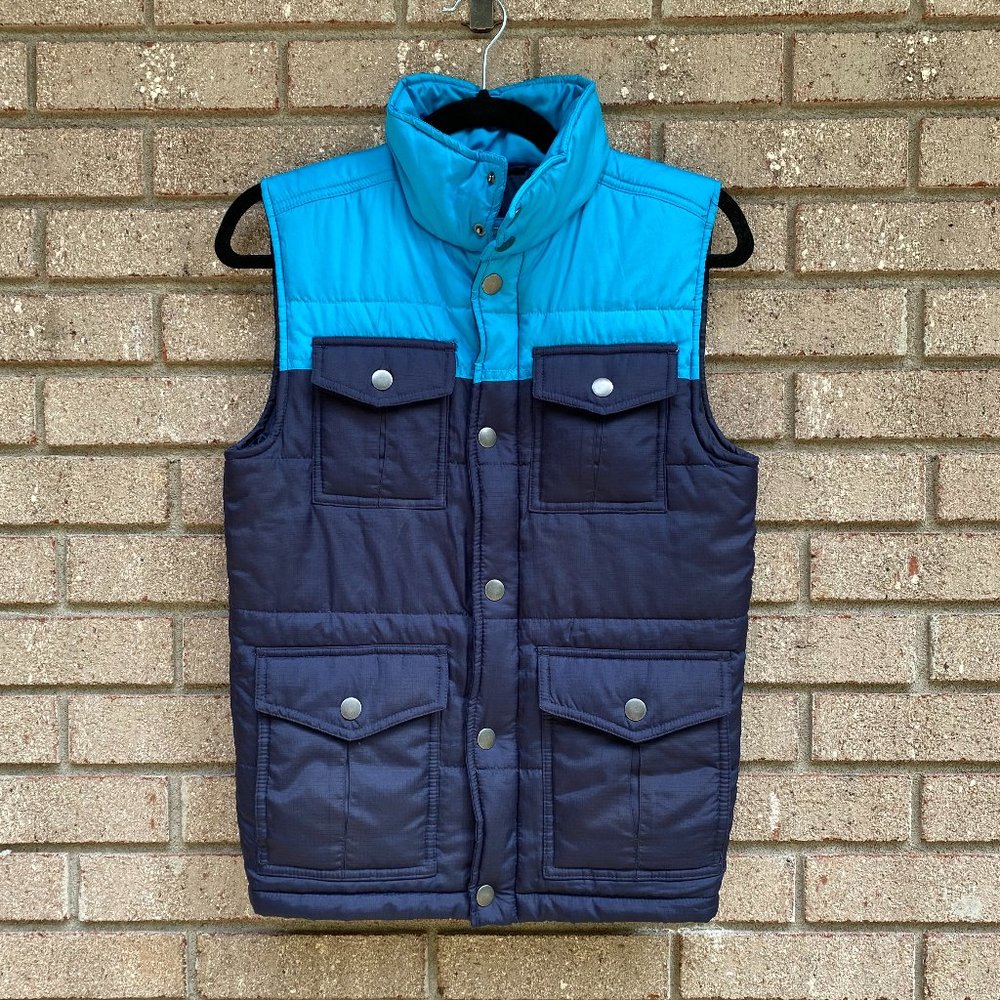 RED CAMEL Boys Blue Two Tones Full Zip Snap Vest